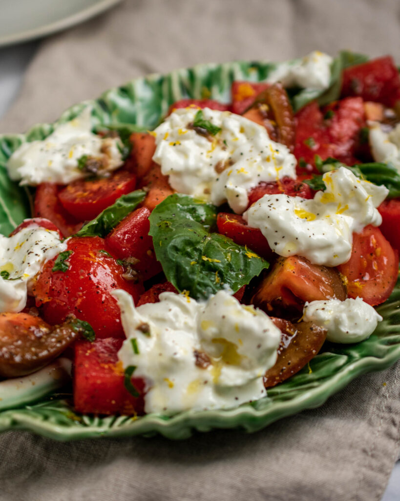 Burrata Salad with Grated Tomato And Anchovies