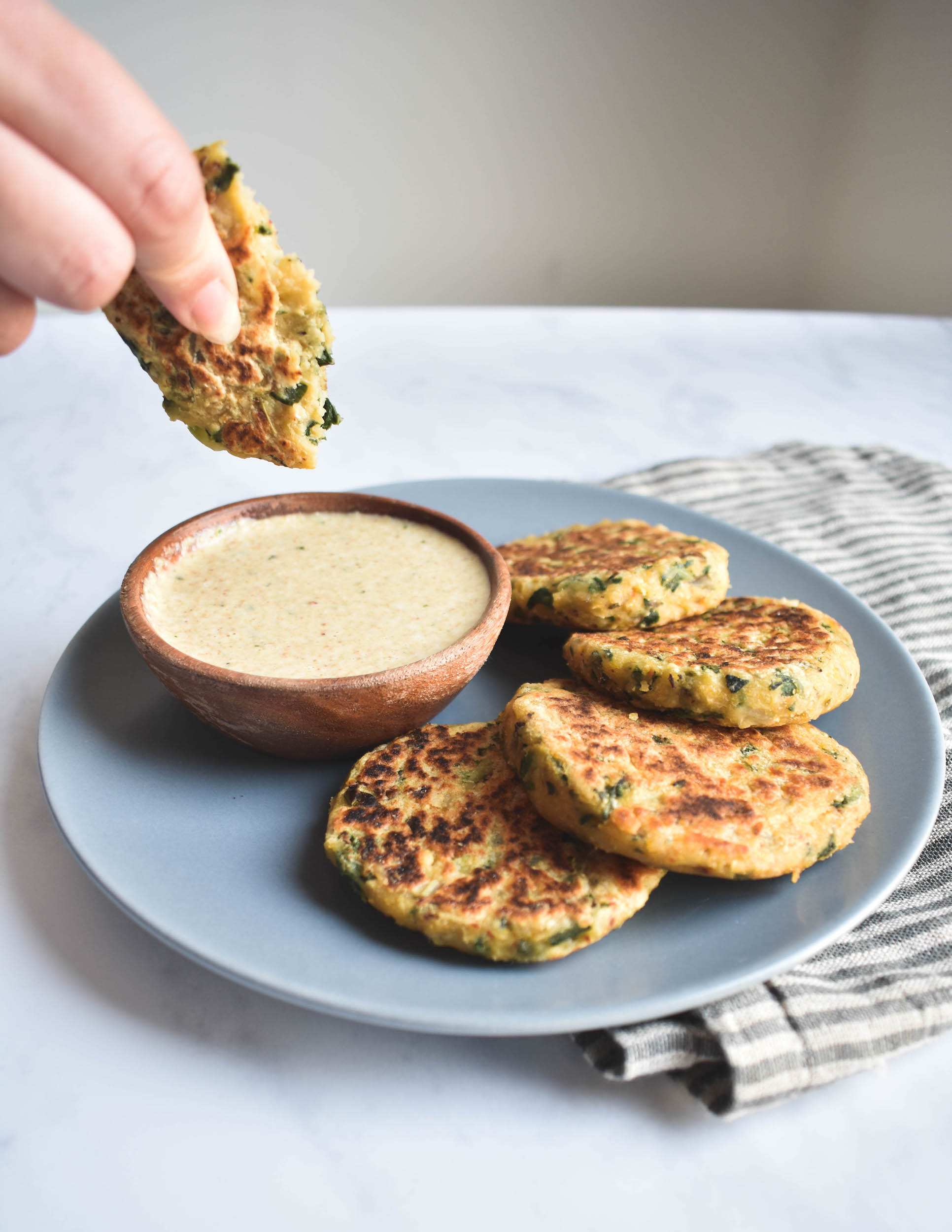 Chickpea and Swiss Chard fritters - Apron & Whisk