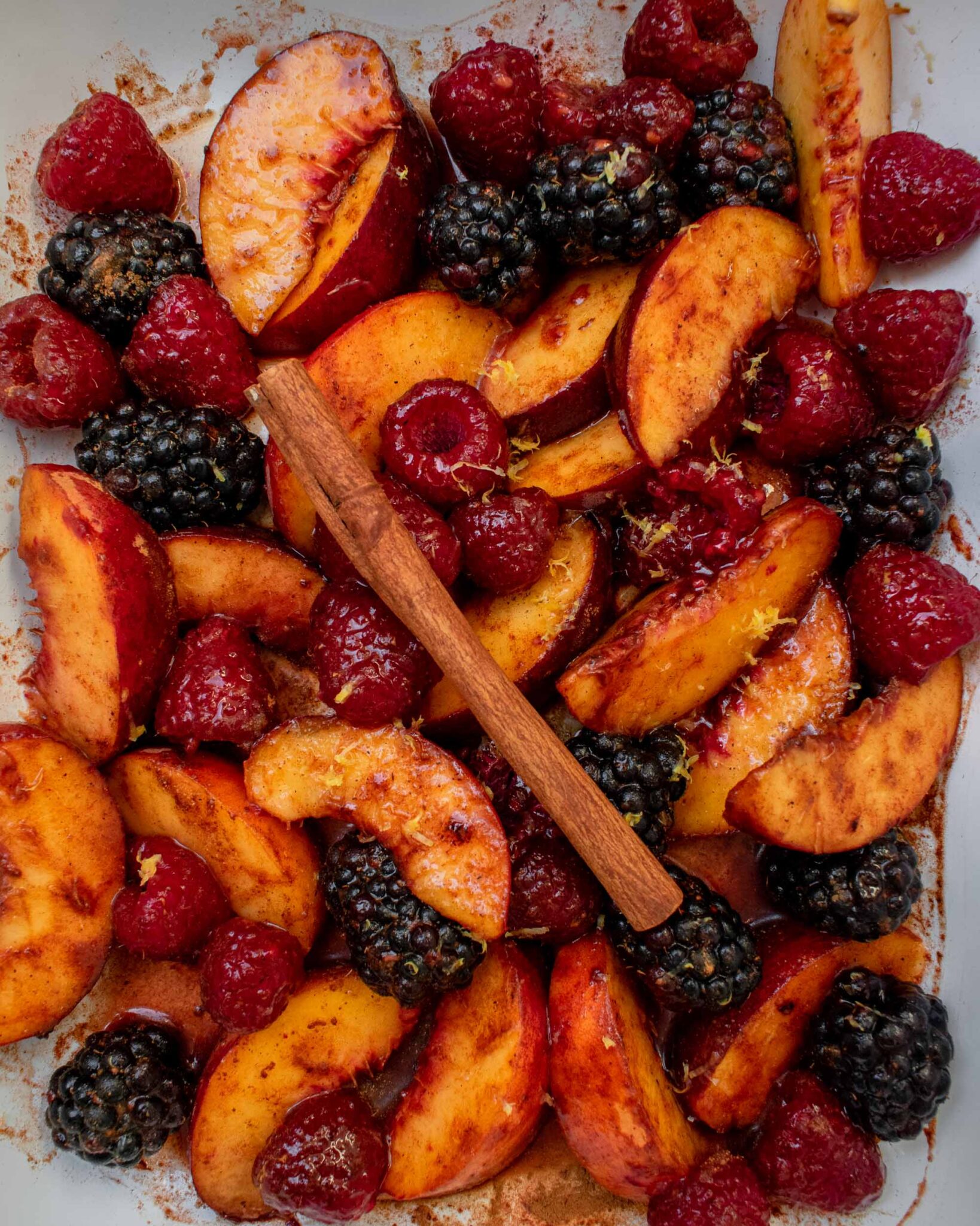 Roasted Summer Fruit Over Sweet Ricotta Apron & Whisk