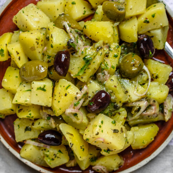 Roasted Olives and Capers Potato Salad Apron & Whisk