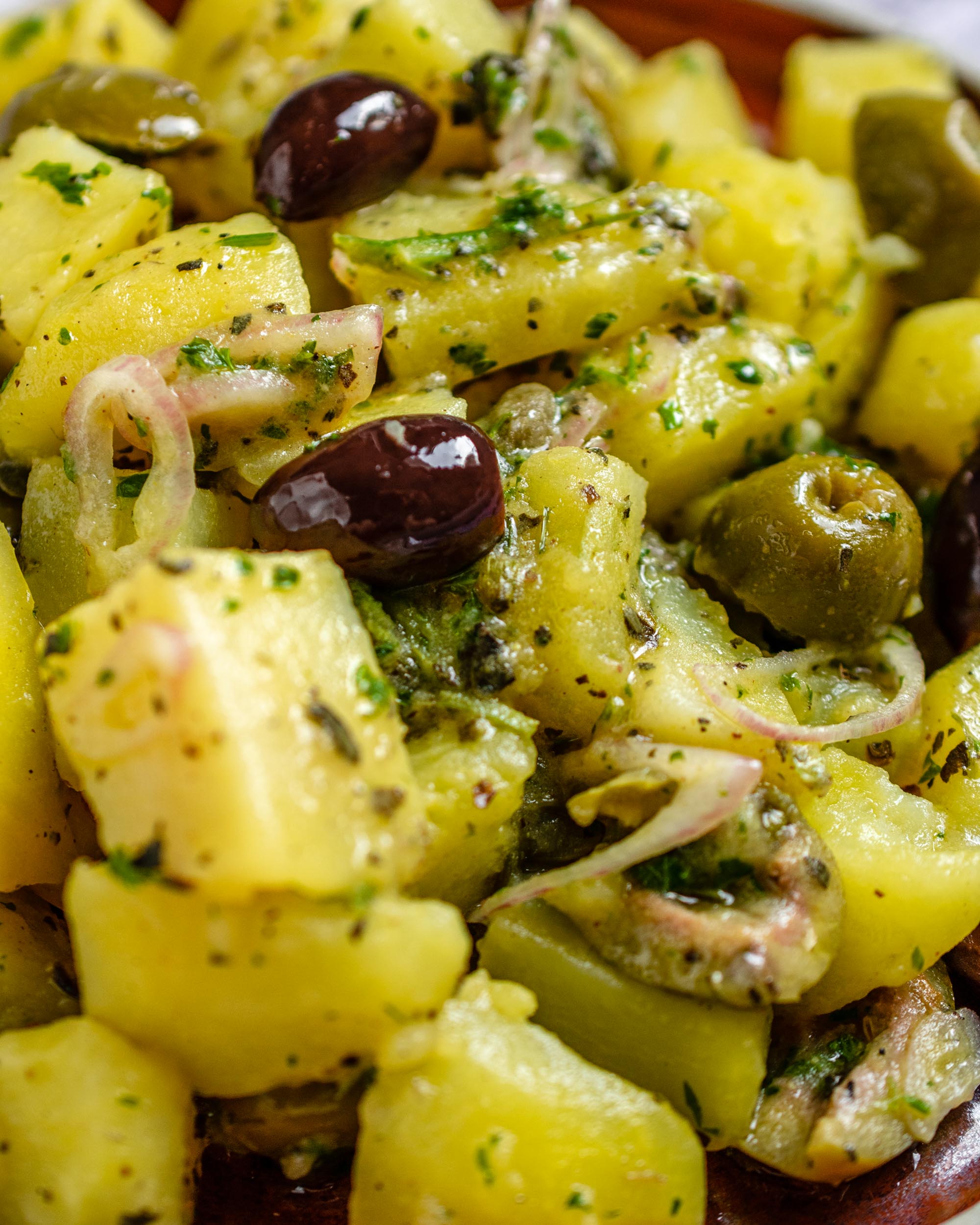 Roasted Olives and Capers Potato Salad Apron & Whisk