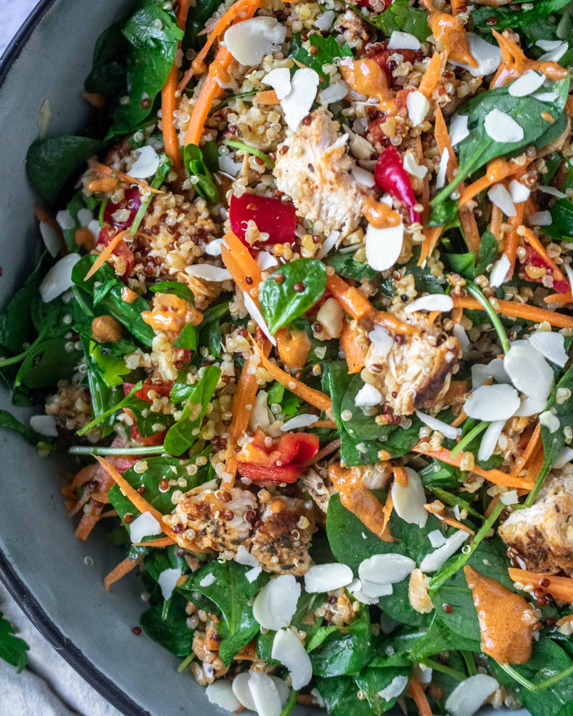 chickpea chicken salad with green harissa dressing and roasted Harissa Drizzle Chicken Salad -