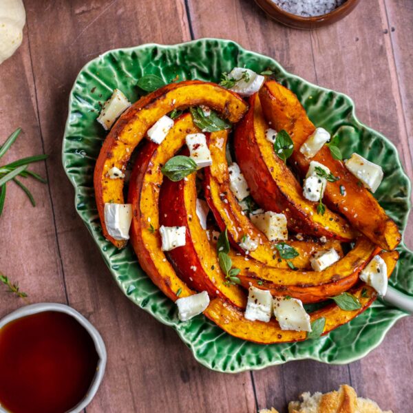 Carob Roasted Pumpkin with Goat Cheese