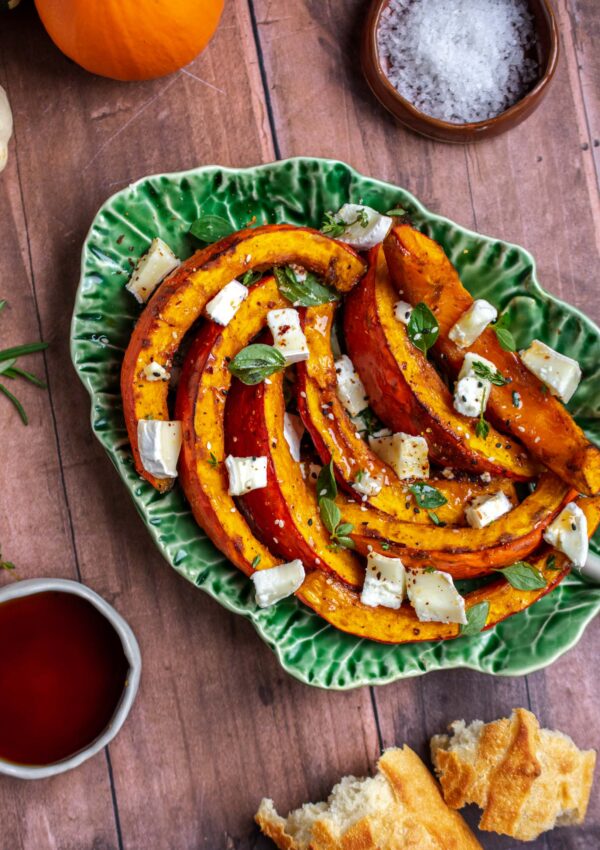 Carob Roasted Pumpkin with Goat Cheese