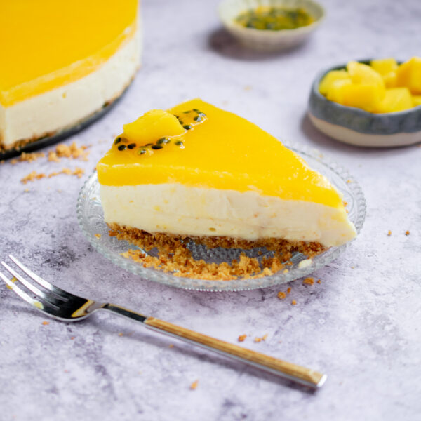 White Chocolate, Mango and Passion Fruit Cheesecake