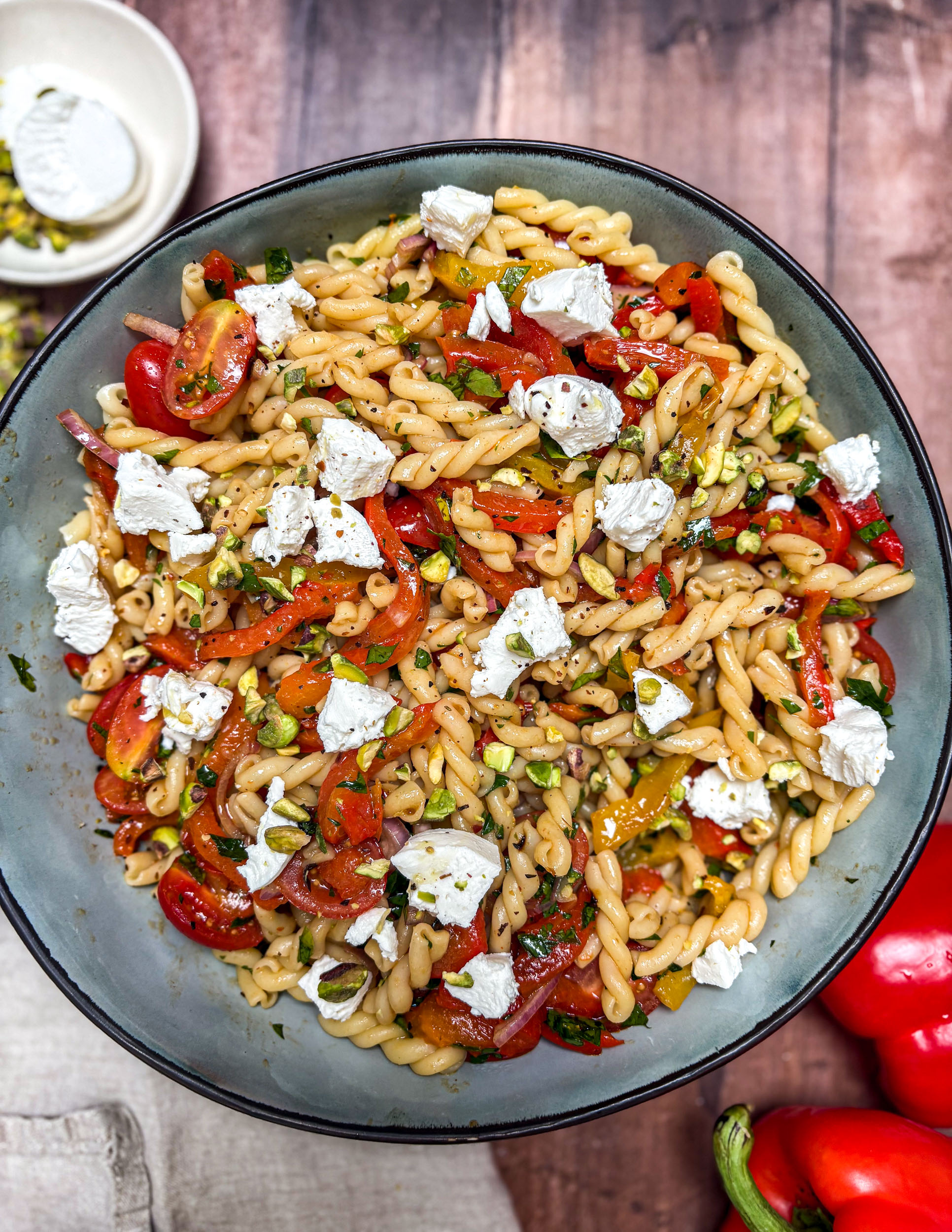 Roasted Peppers Pasta Salad - Apron & Whisk