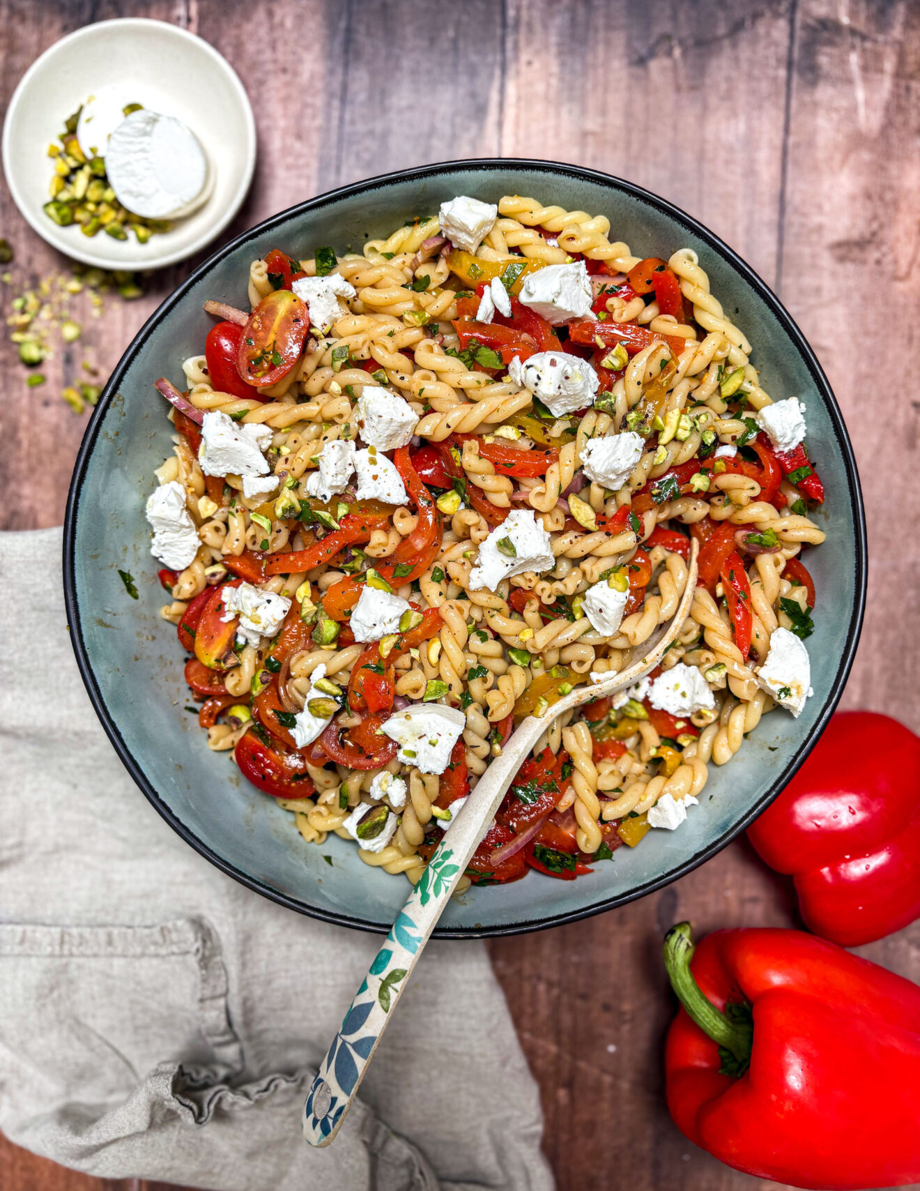 Roasted Peppers Pasta Salad - Apron & Whisk