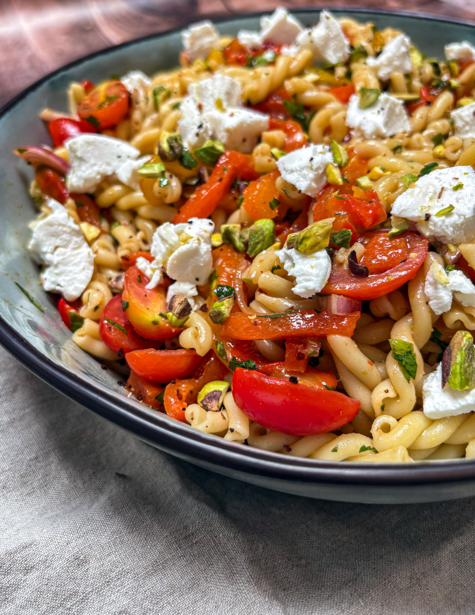 Roasted Peppers Pasta Salad - Apron & Whisk