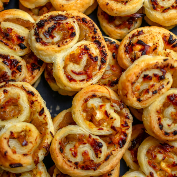 Savoury Palmiers with Peppered Ä bejna and Caramelised onions