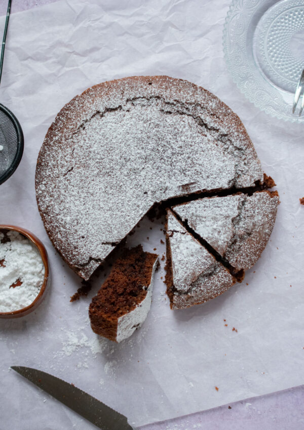 Moist Chocolate Cake (No eggs, No dairy)