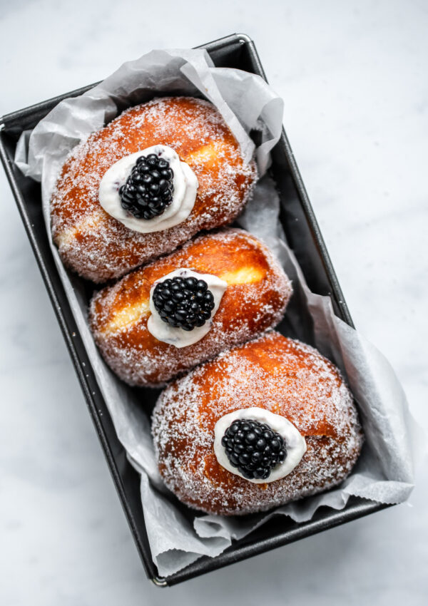 Blackberry Cream Brioche Doughnuts
