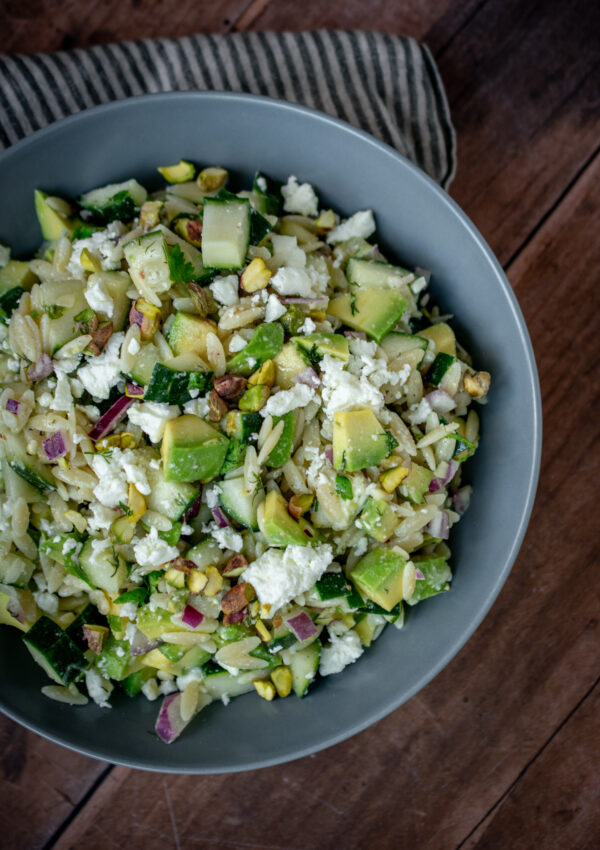 Cucumber Avocado Orzo Salad